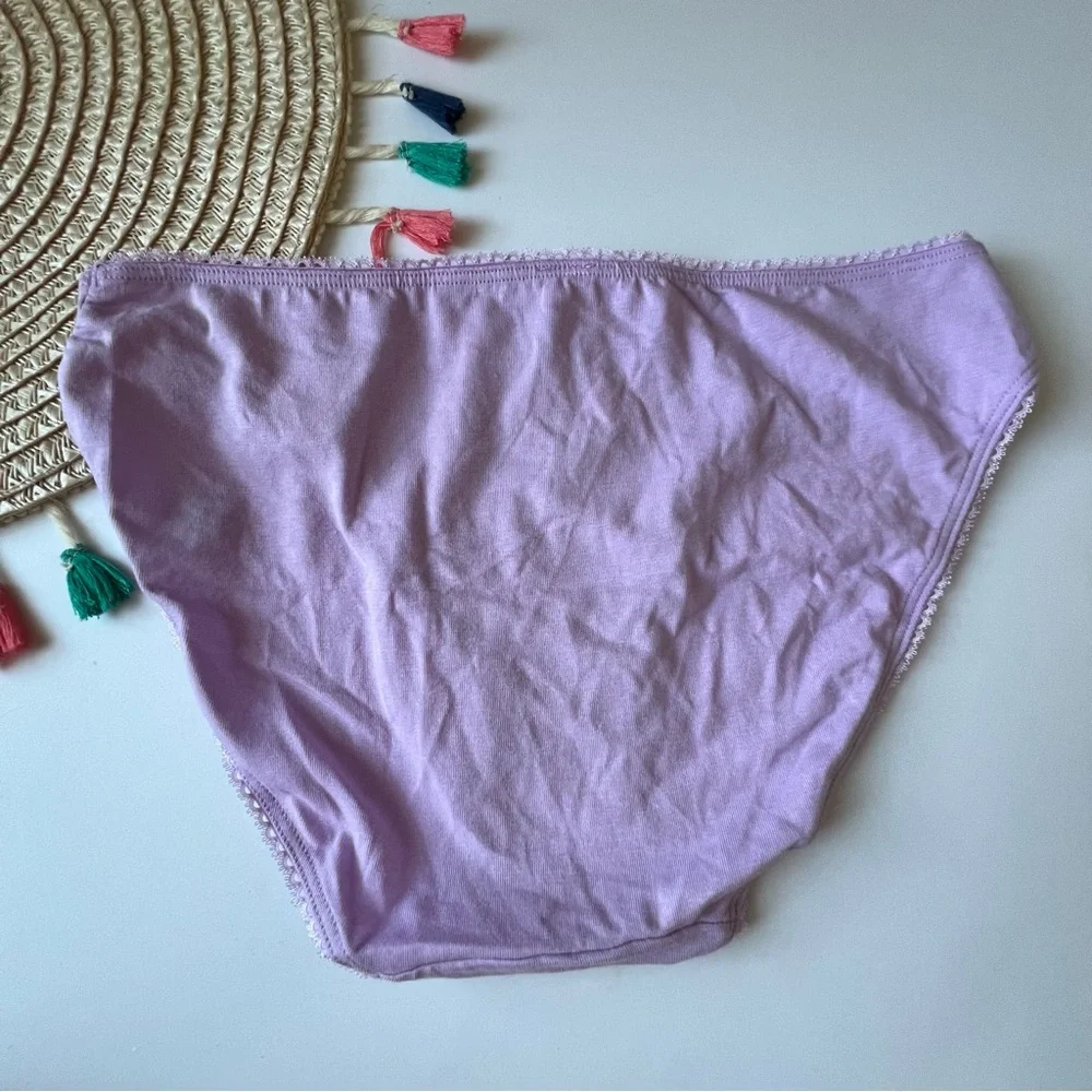 Victoria's Secret Stretch Cotton Embroidered Bikini Panty Lilac Lavender M NEW